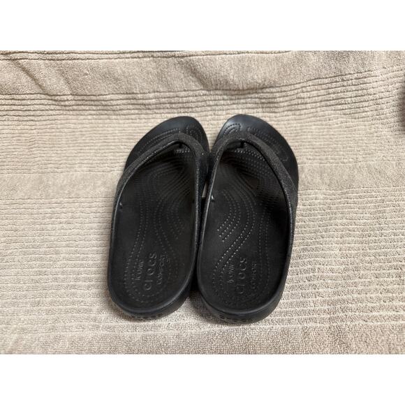NWOT Crocs Women Kadee II Flip Flops Black Sparkle Size W11 - Picture 6 of 7